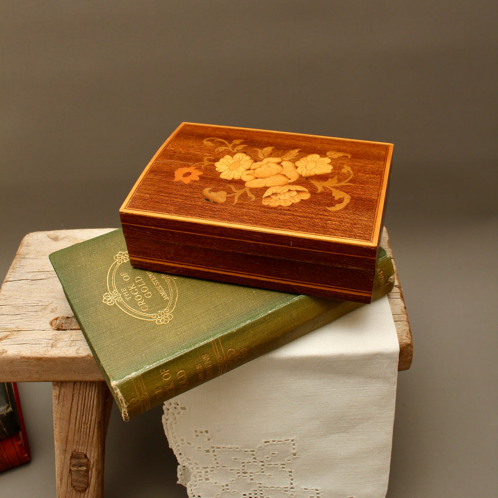 Italian Floral Marquetry Trinket Box | Sorrento Inlaid Wood Table Box