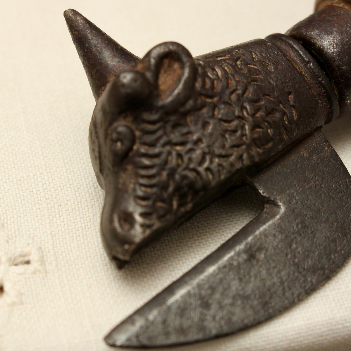 Antique WW1 "Bully Beef" Cast Iron Can Opener | Victorian Bull's Head Tin Opener