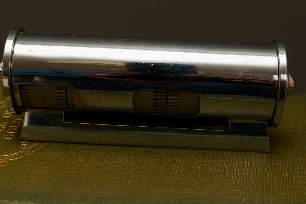 Mid-Century Chrome Cylinder Perpetual Desk Calendar | 1950s Metal Roller Calendar