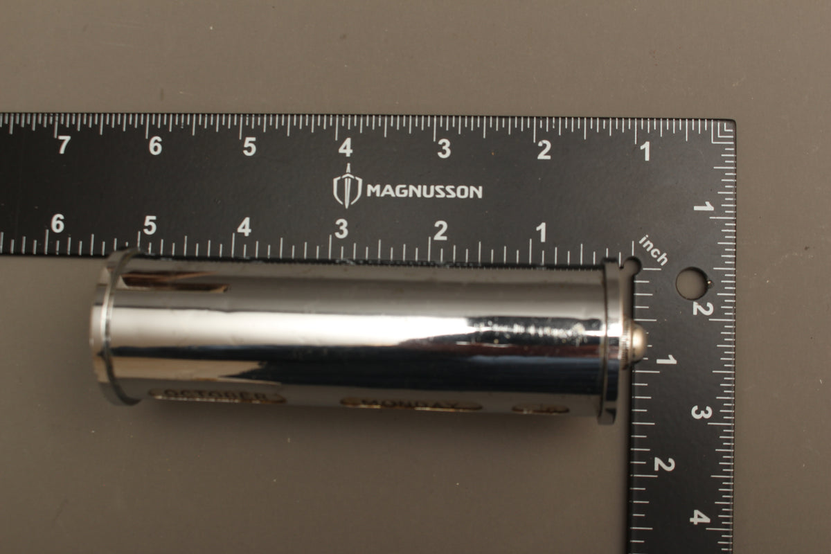 Mid-Century Chrome Cylinder Perpetual Desk Calendar | 1950s Metal Roller Calendar