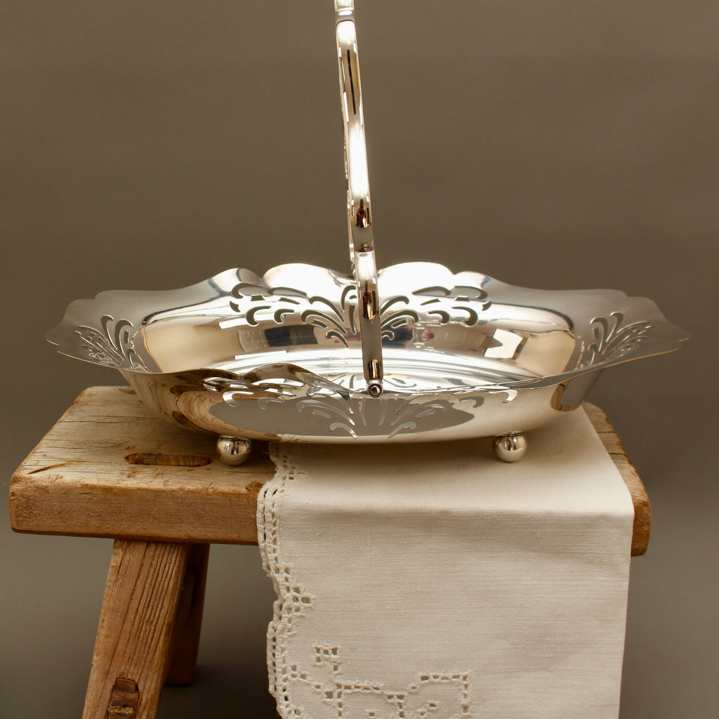 Vintage Cooper Brothers Sheffield Silver Plated Bon Bon Basket | Swing Handle Sweetmeat Dish