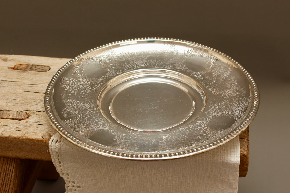 Antique Cooper Brothers Sheffield Silver Plated Trinket Tray | 7-Inch Chased Key Bowl