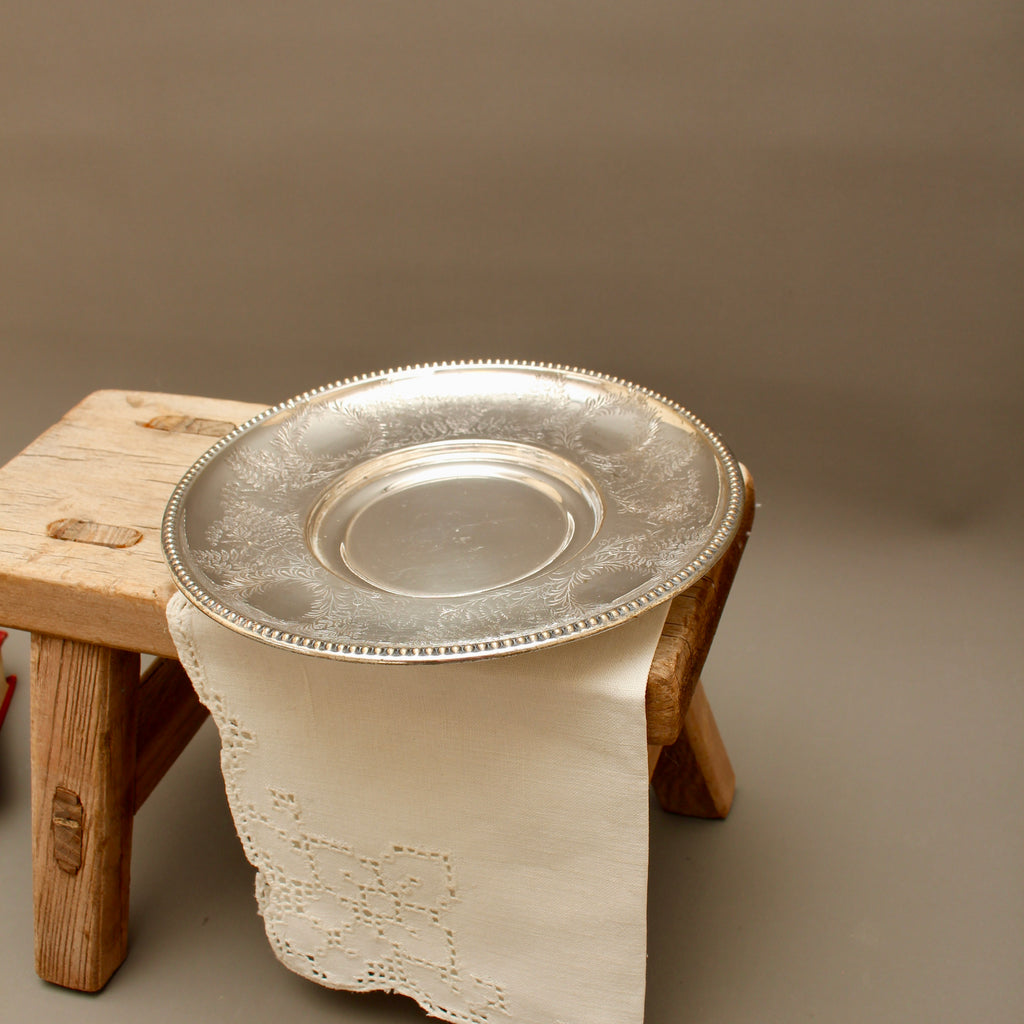 Antique Cooper Brothers Sheffield Silver Plated Trinket Tray | 7-Inch Chased Key Bowl