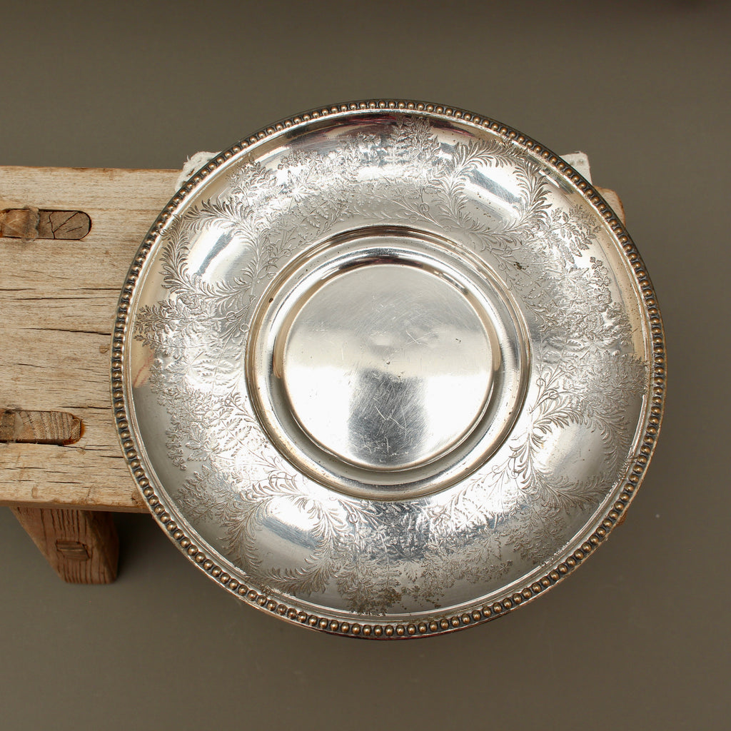 Antique Cooper Brothers Sheffield Silver Plated Trinket Tray | 7-Inch Chased Key Bowl