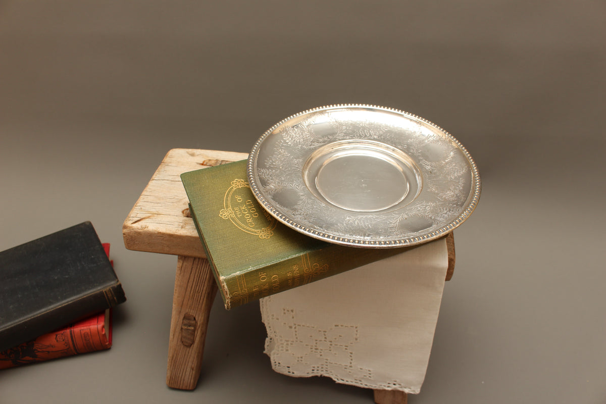 Antique Cooper Brothers Sheffield Silver Plated Trinket Tray | 7-Inch Chased Key Bowl