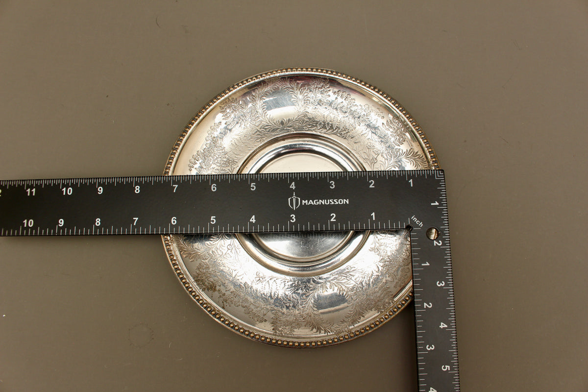 Antique Cooper Brothers Sheffield Silver Plated Trinket Tray | 7-Inch Chased Key Bowl
