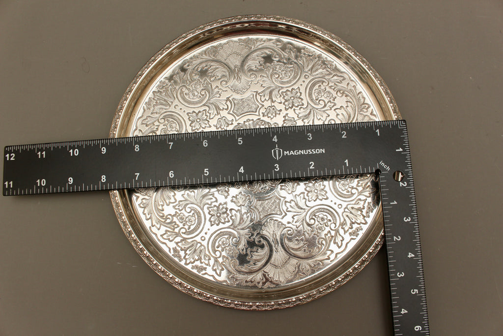 Vintage Ianthe Birmingham Silver Plated Drinks Waiter | 8.5-Inch Chased Salver Tray