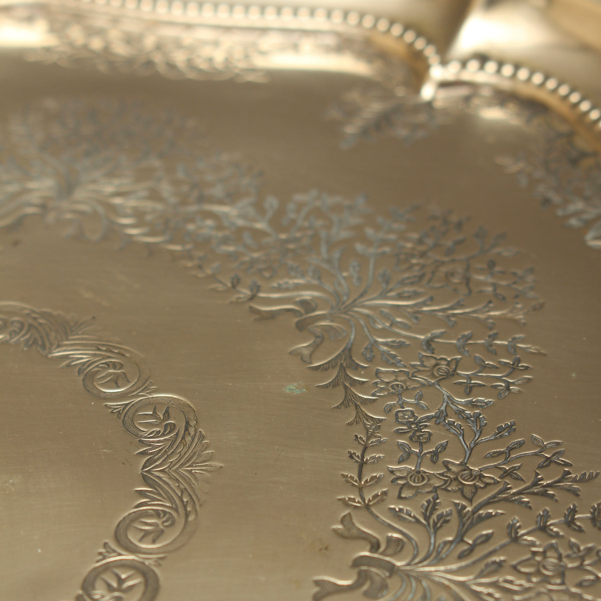 Antique Harrison Brothers Birmingham Silver Plated 12-Inch Salver | Chased Grapevine Tray
