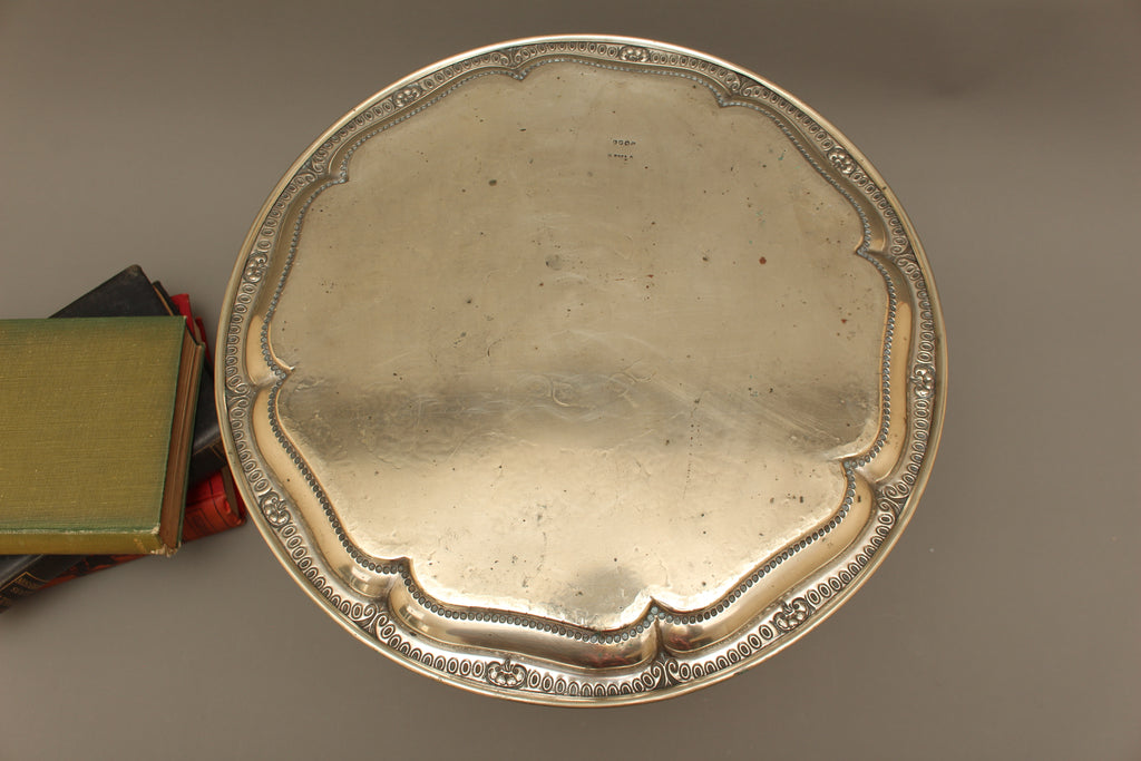 Antique Harrison Brothers Birmingham Silver Plated 12-Inch Salver | Chased Grapevine Tray