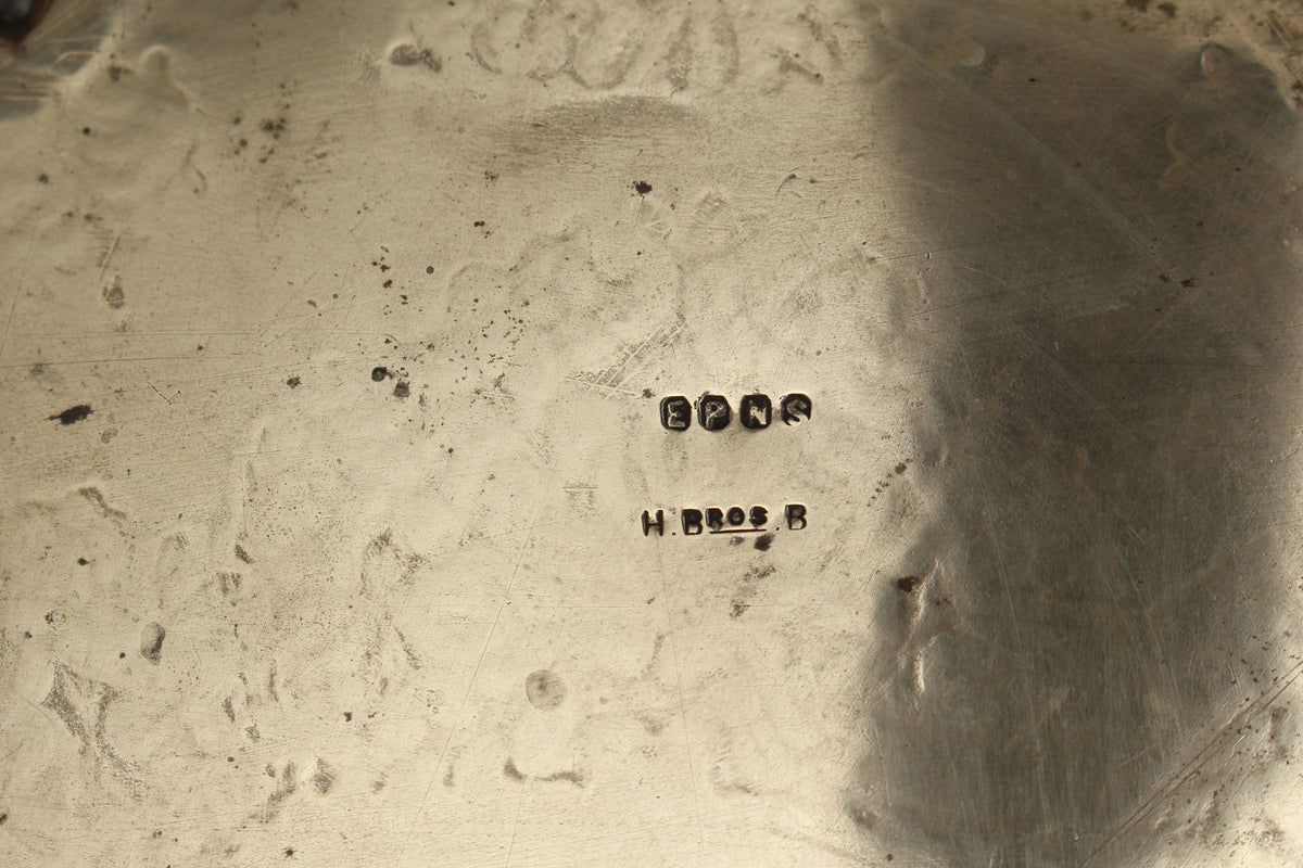 Antique Harrison Brothers Birmingham Silver Plated 12-Inch Salver | Chased Grapevine Tray