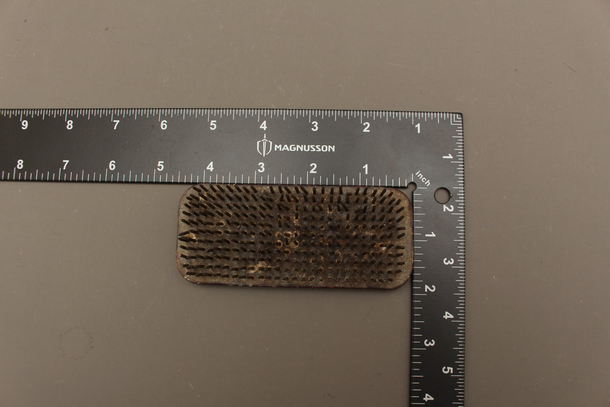 Vintage Rectangular Lead Pin Flower Frog | Antique Kenzan Floral Spike Holder