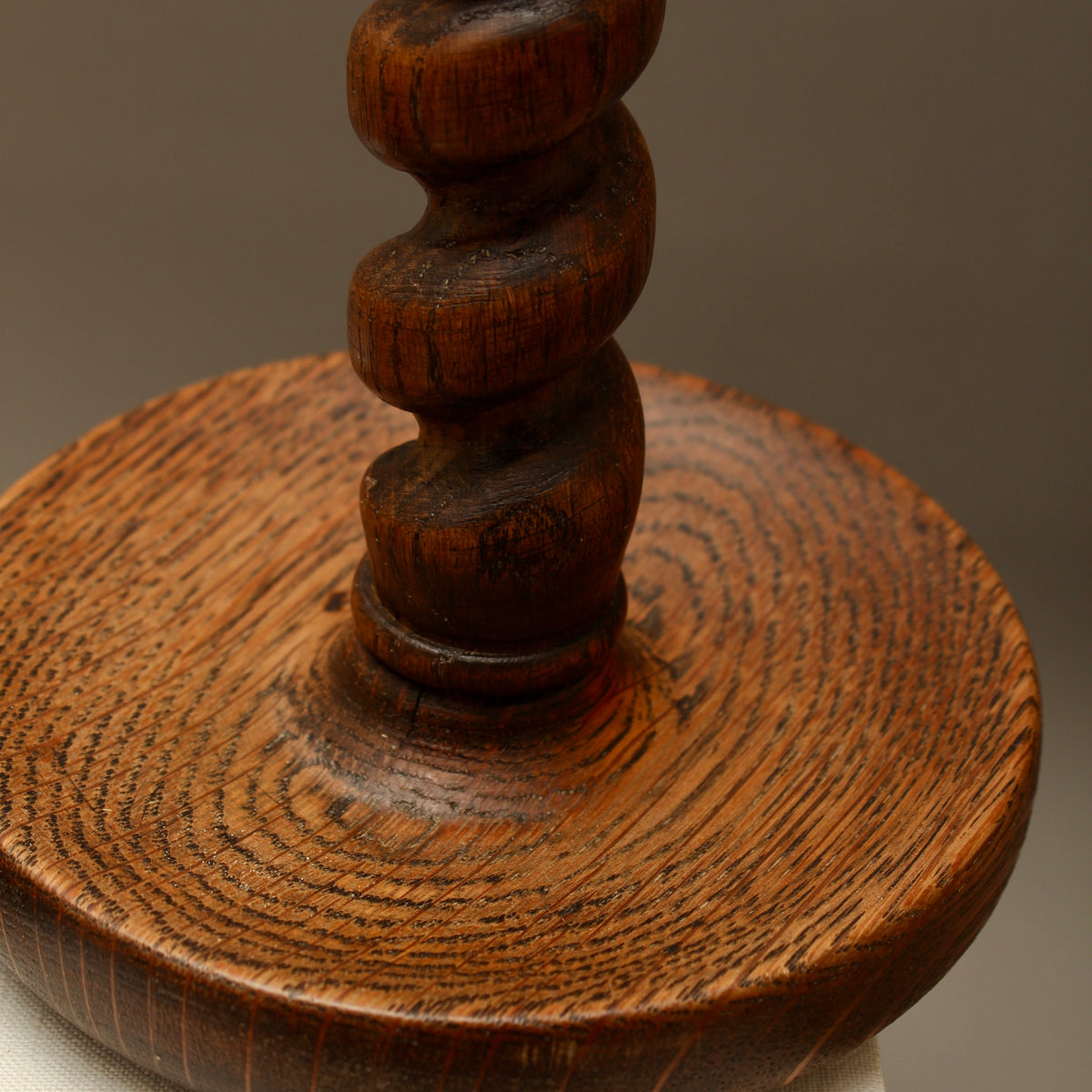 Pair of Vintage Hand-Turned Oak Barley Twist Candlesticks