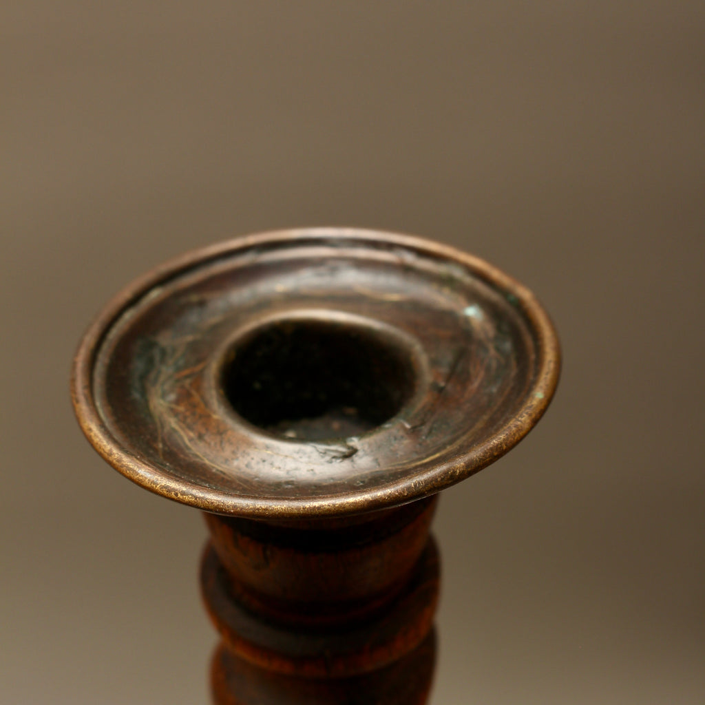 Pair of Vintage Hand-Turned Oak Barley Twist Candlesticks