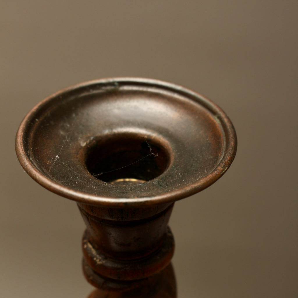 Pair of Vintage Hand-Turned Oak Barley Twist Candlesticks