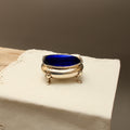 Antique Walker & Hall Sheffield Silver Plate Open Salt Cellar with Cobalt Blue Glass Liner