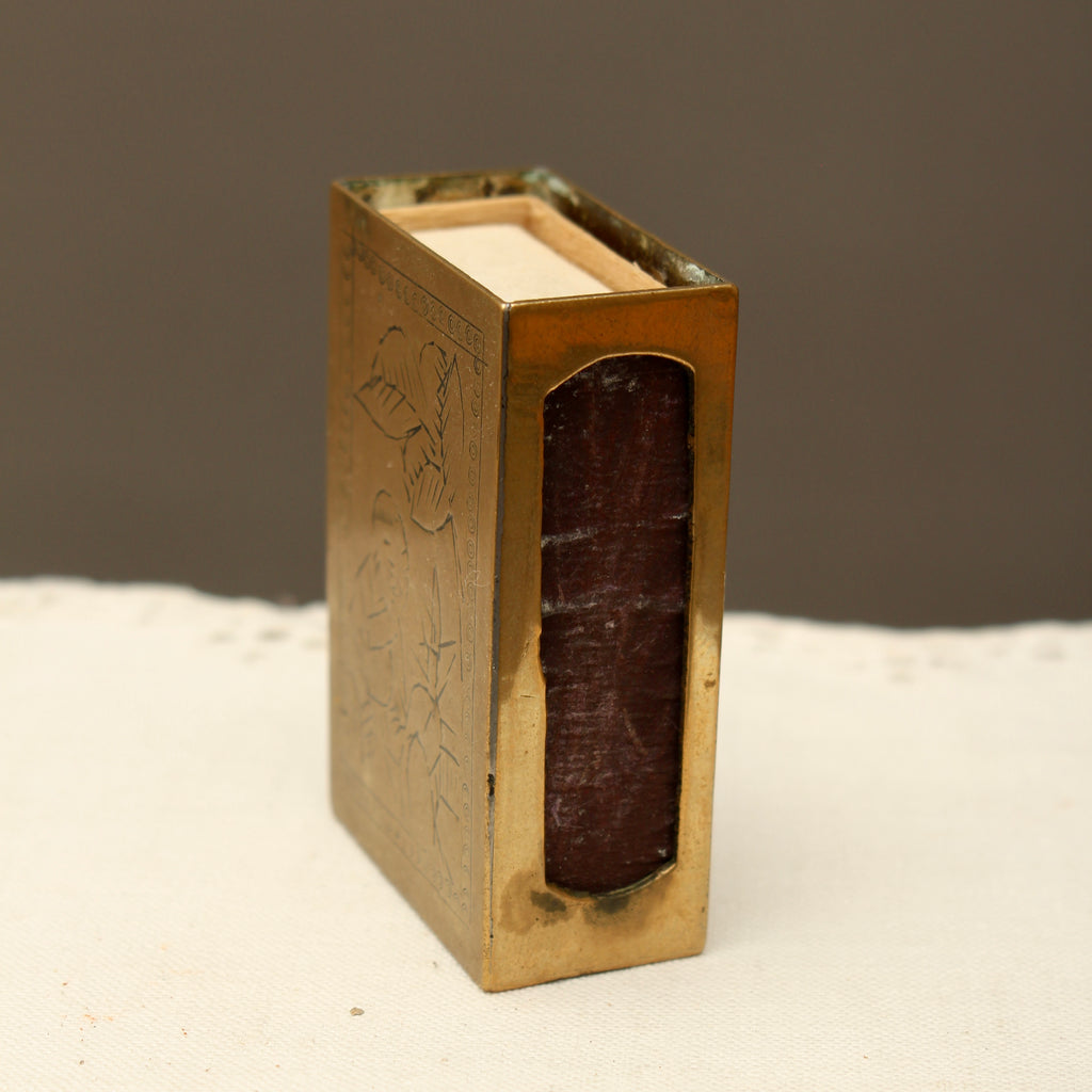 Vintage Chinoiserie Engraved Brass Matchbox Sleeve with Soviet USSR Criterion Matches