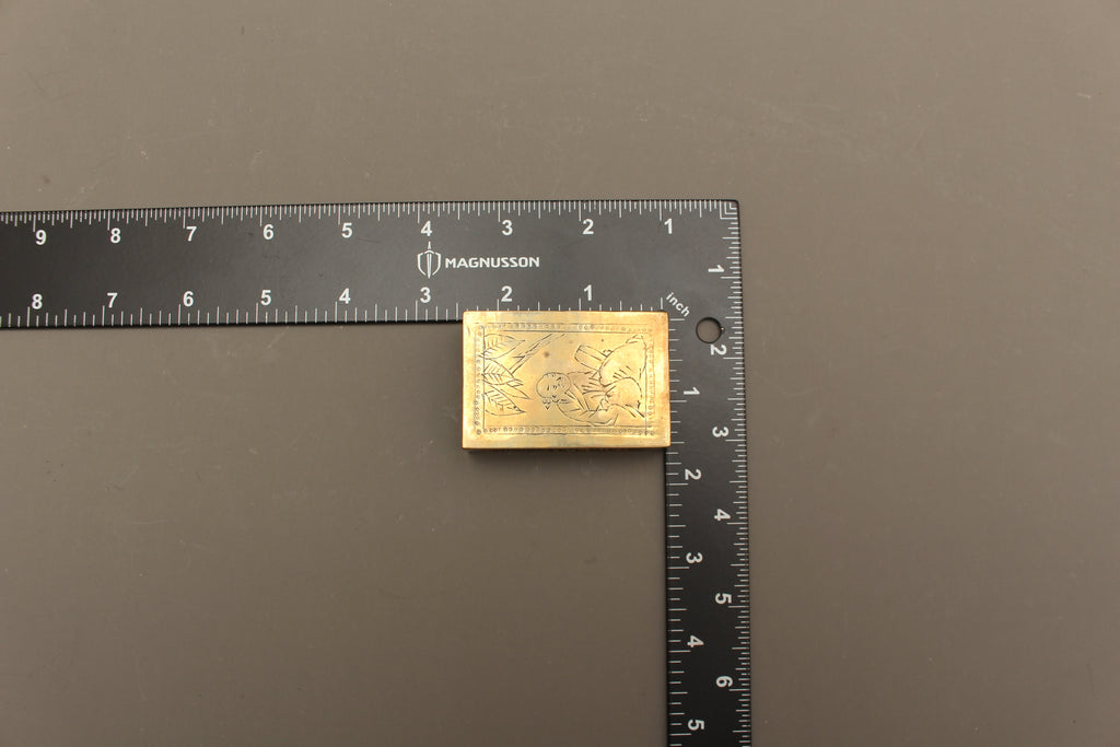 Vintage Chinoiserie Engraved Brass Matchbox Sleeve with Soviet USSR Criterion Matches