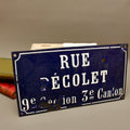 19th Century French Relief Enamel Street Sign Rue Récolet Nîmes Canton System