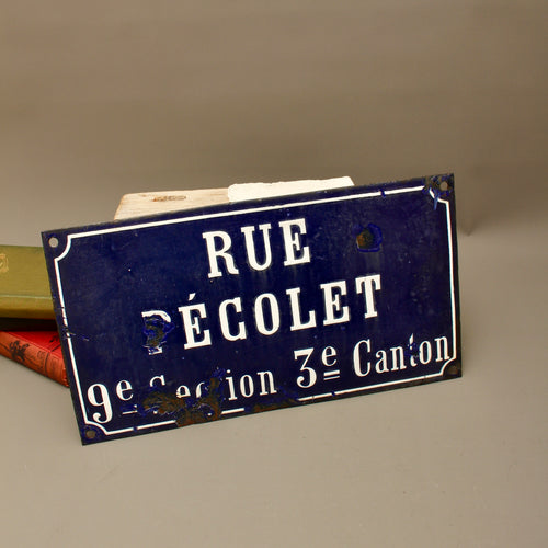 19th Century French Relief Enamel Street Sign Rue Récolet Nîmes Canton System