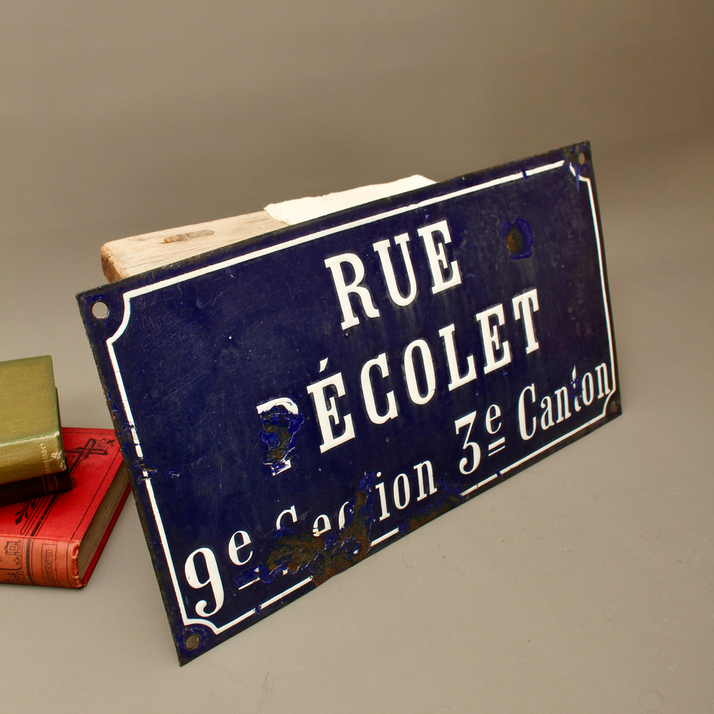 19th Century French Relief Enamel Street Sign Rue Récolet Nîmes Canton System