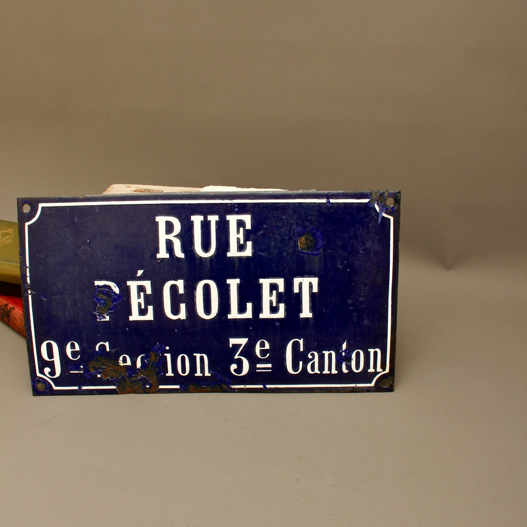 19th Century French Relief Enamel Street Sign Rue Récolet Nîmes Canton System
