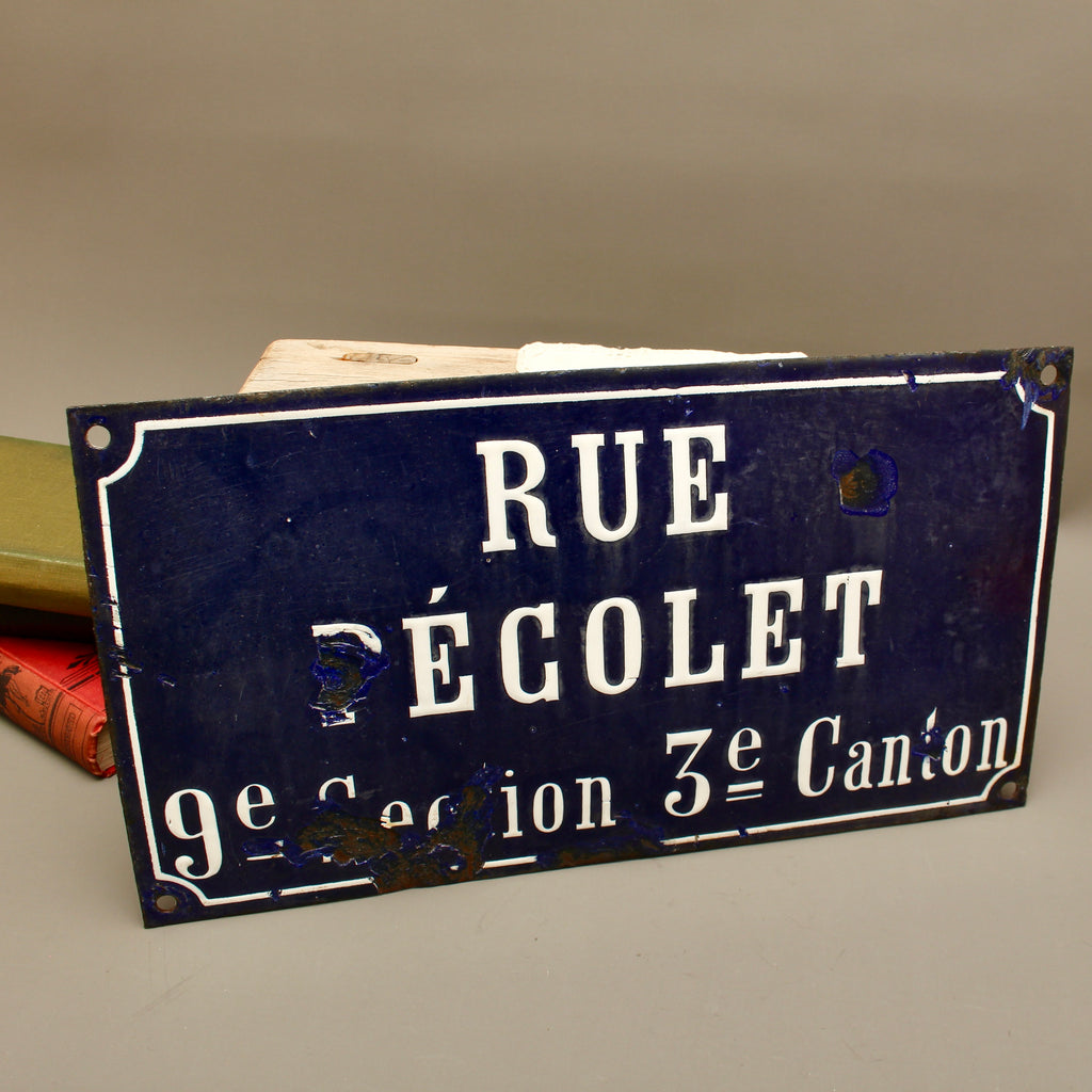 19th Century French Relief Enamel Street Sign Rue Récolet Nîmes Canton System