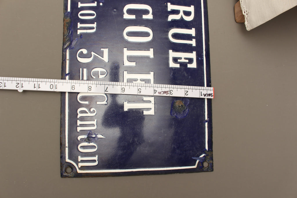 19th Century French Relief Enamel Street Sign Rue Récolet Nîmes Canton System