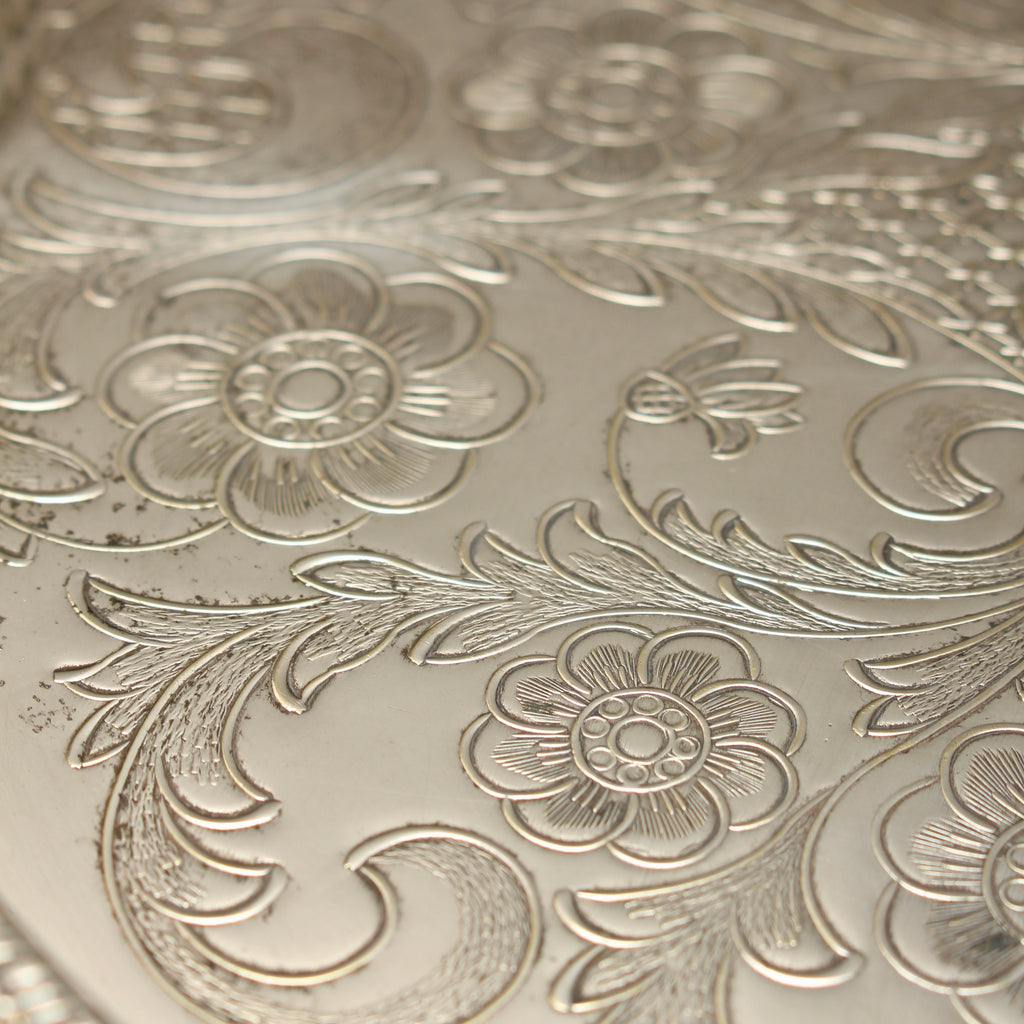 Vintage Viners of Sheffield Alpha Plate Chased Salver Round Gallery Tray