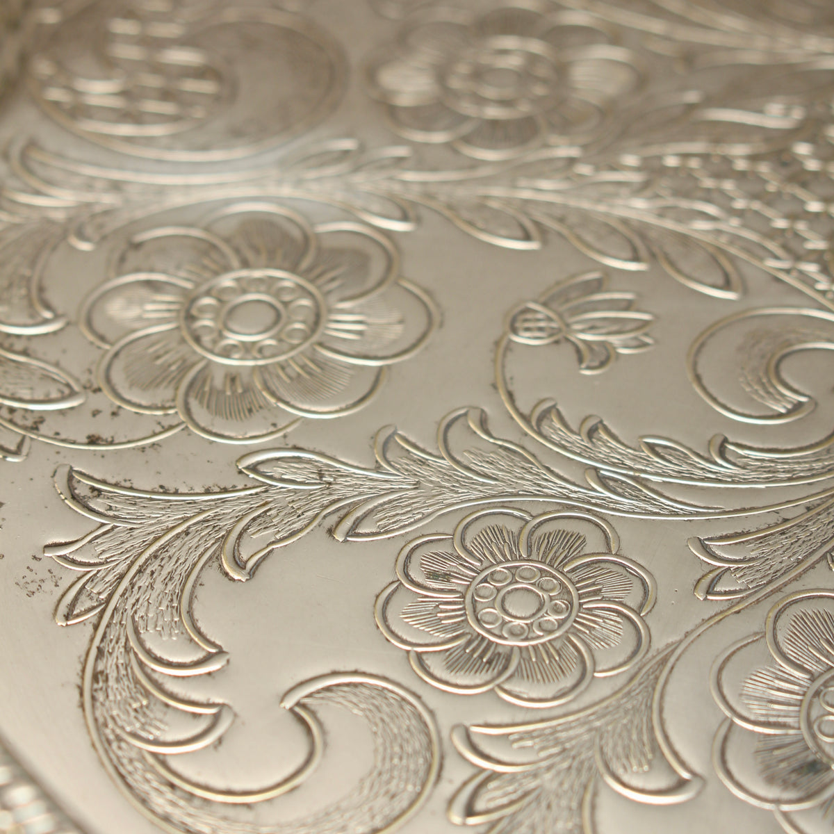Vintage Viners of Sheffield Alpha Plate Chased Salver Round Gallery Tray