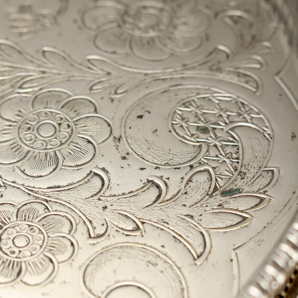 Vintage Viners of Sheffield Alpha Plate Chased Salver Round Gallery Tray