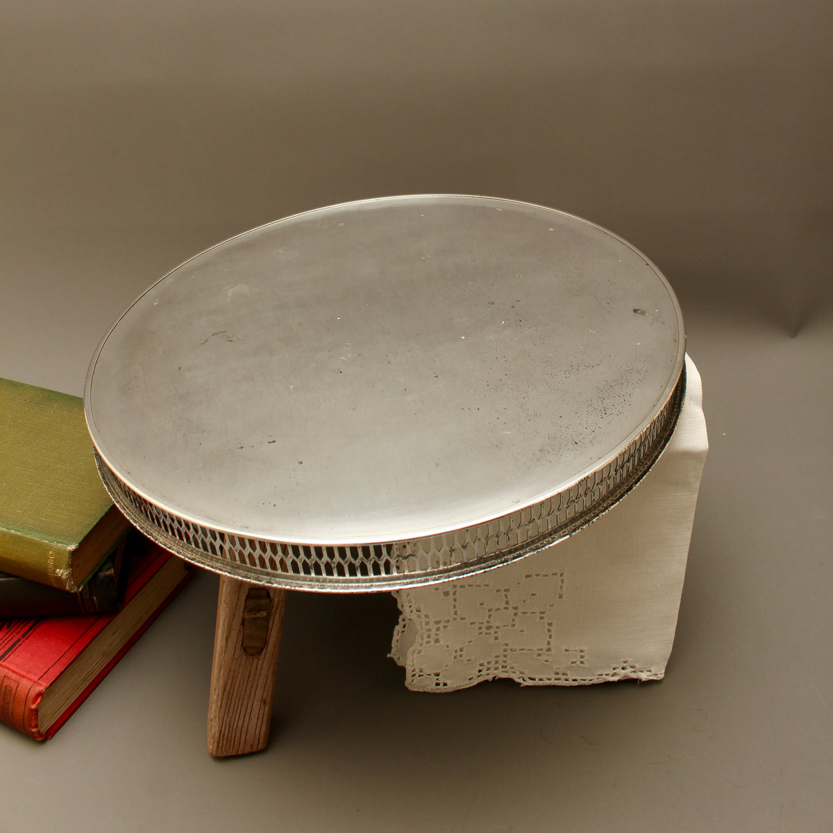 Vintage Viners of Sheffield Alpha Plate Chased Salver Round Gallery Tray