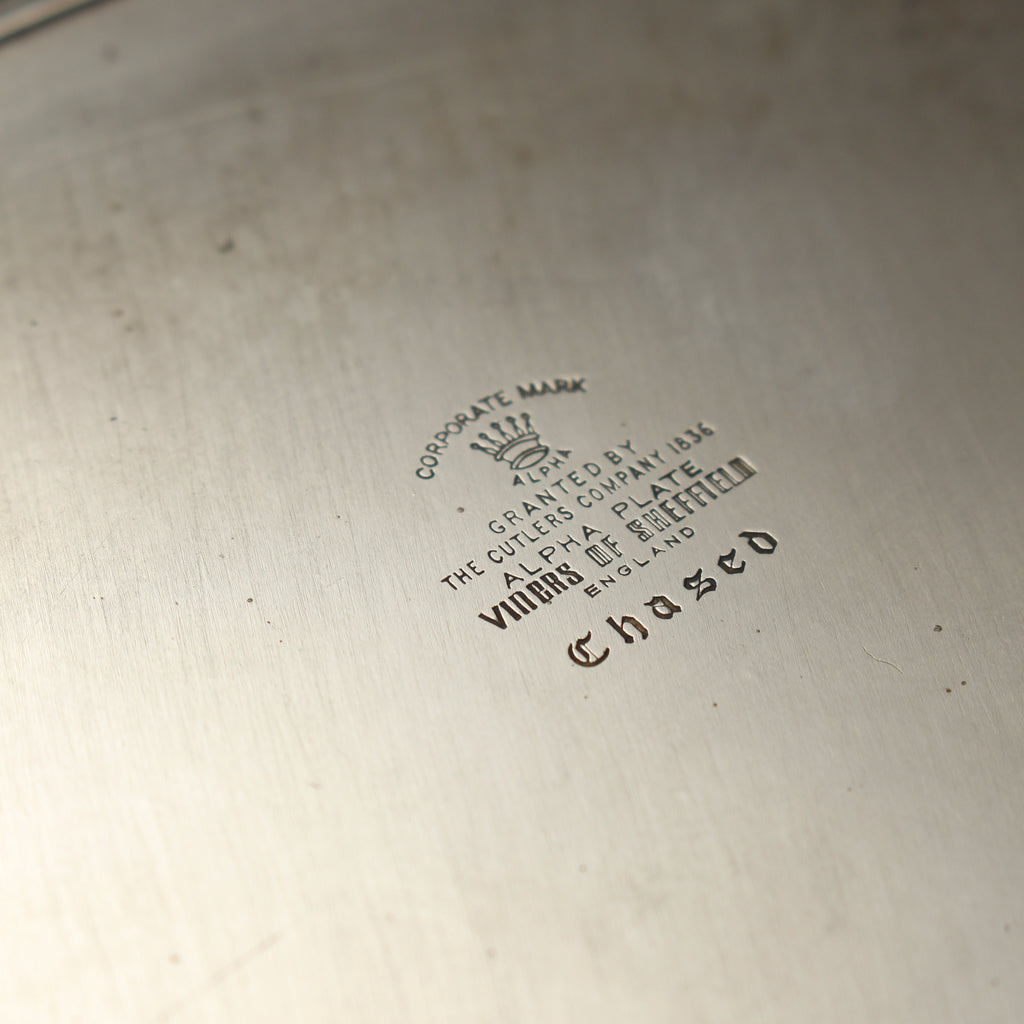 Vintage Viners of Sheffield Alpha Plate Chased Salver Round Gallery Tray