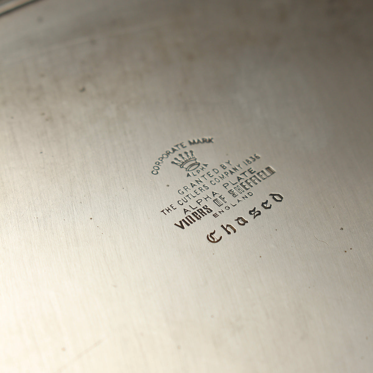 Vintage Viners of Sheffield Alpha Plate Chased Salver Round Gallery Tray