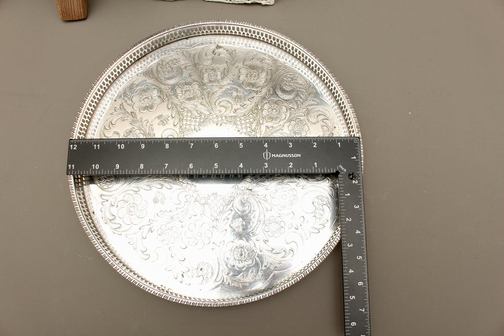 Vintage Viners of Sheffield Alpha Plate Chased Salver Round Gallery Tray