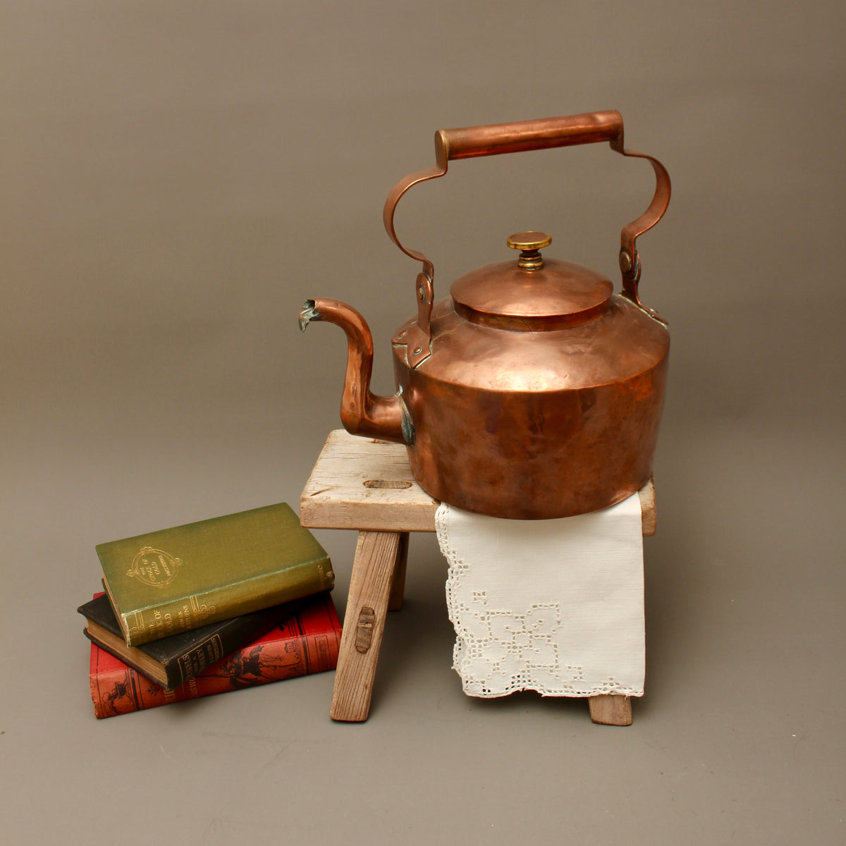 Large Antique 18th Century Georgian Hand-Crafted Copper Kettle Dovetail Seams