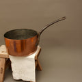 Antique 19th Century French Copper Saucepan Heavy Forged Iron Handle Chateau Mark