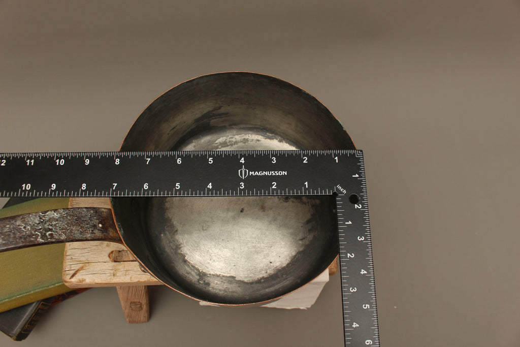 Antique 19th Century French Copper Saucepan Heavy Forged Iron Handle Chateau Mark