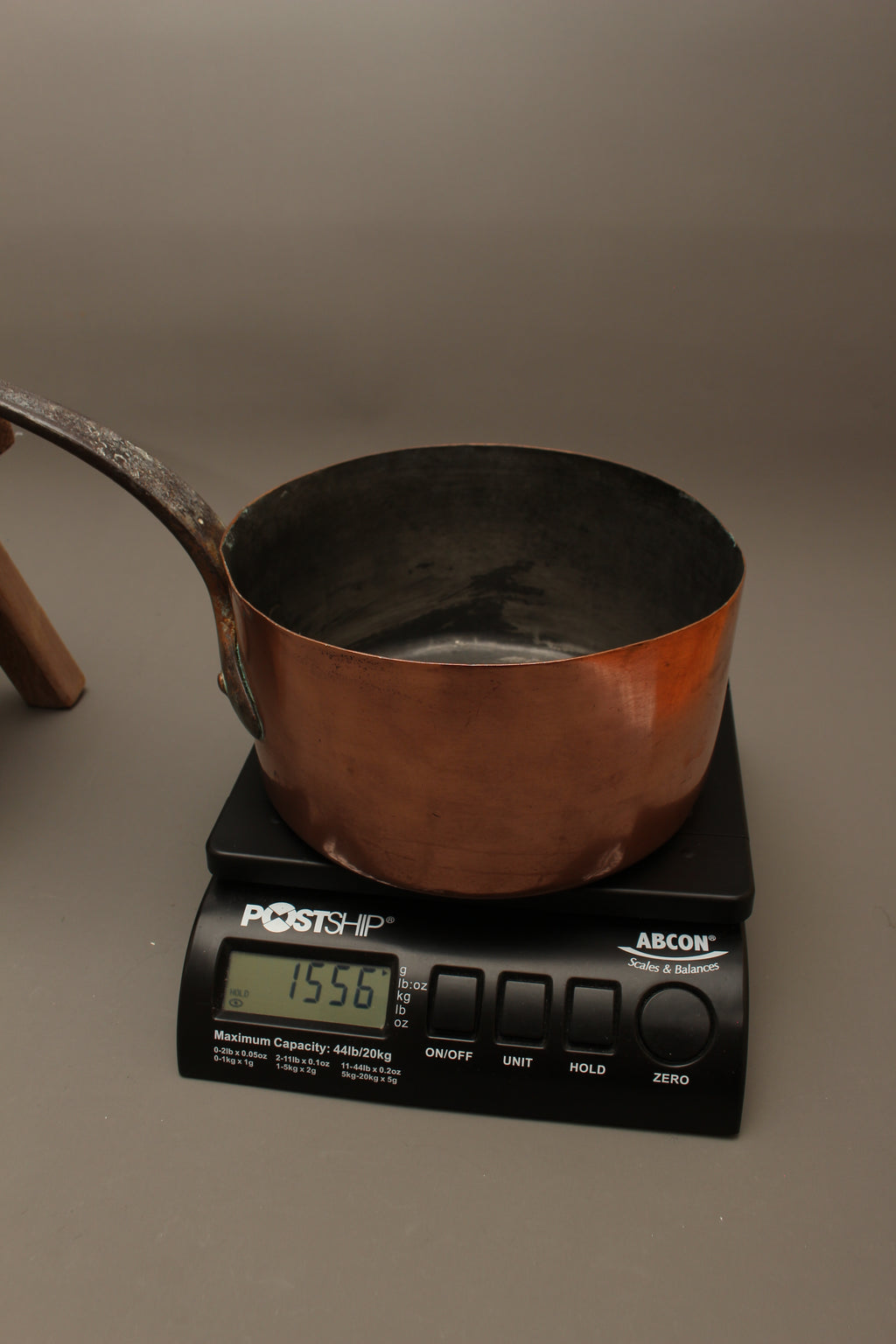 Antique 19th Century French Copper Saucepan Heavy Forged Iron Handle Chateau Mark