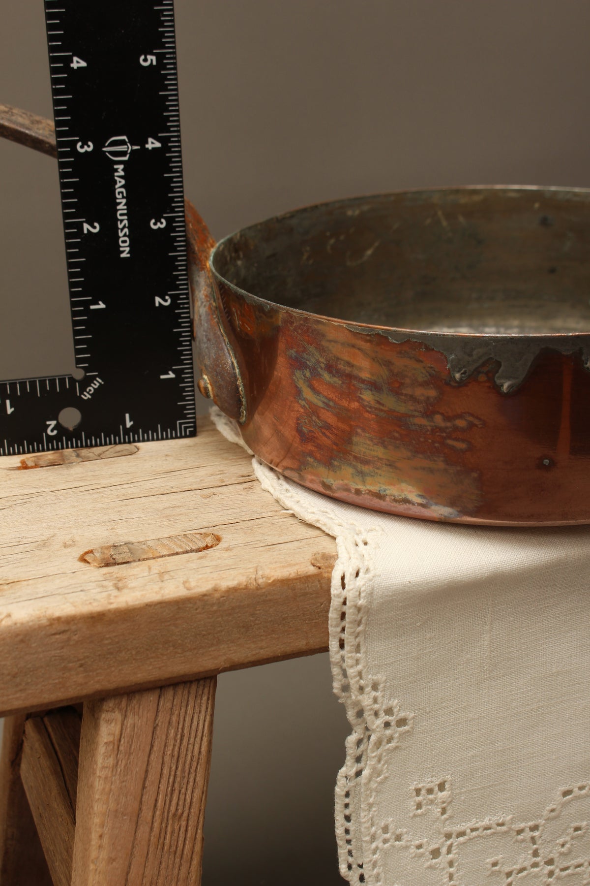 Antique 19th Century French Copper Sauté Pan Tin Overspill Forged Iron Handle