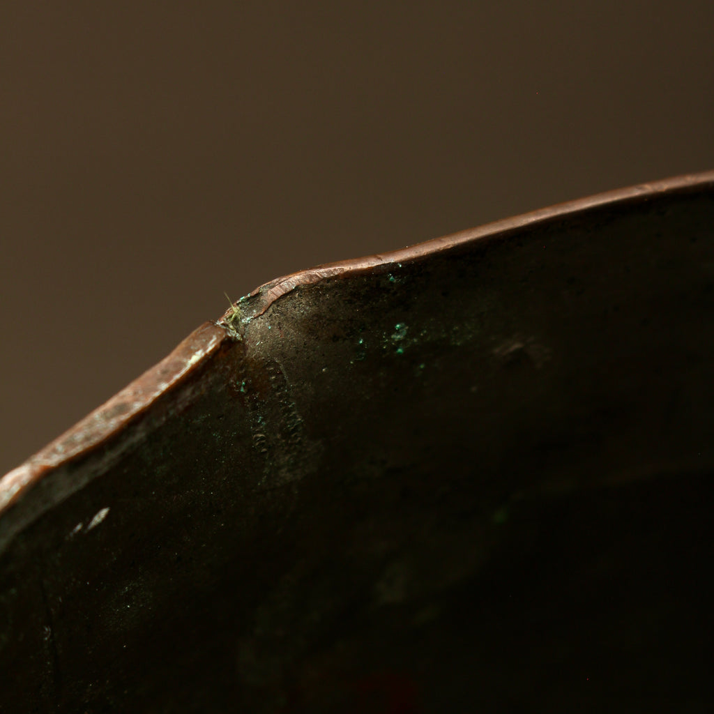 Antique 19th Century French Copper Pan Heavyweight 2.3kg Forged Iron Handle