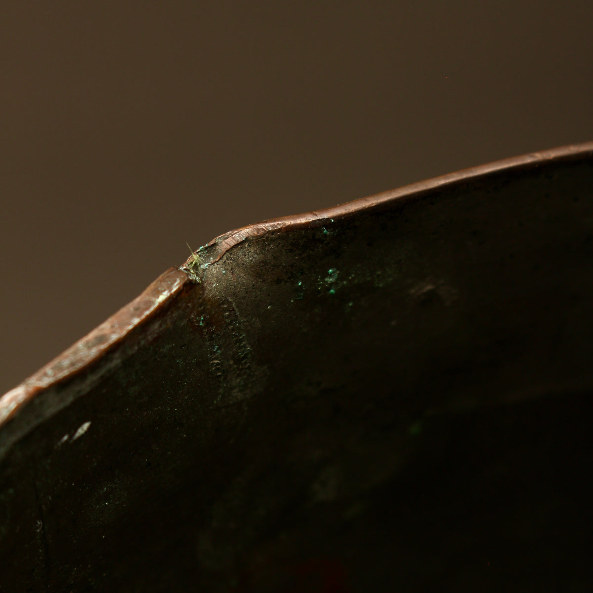 Antique 19th Century French Copper Pan Heavyweight 2.3kg Forged Iron Handle