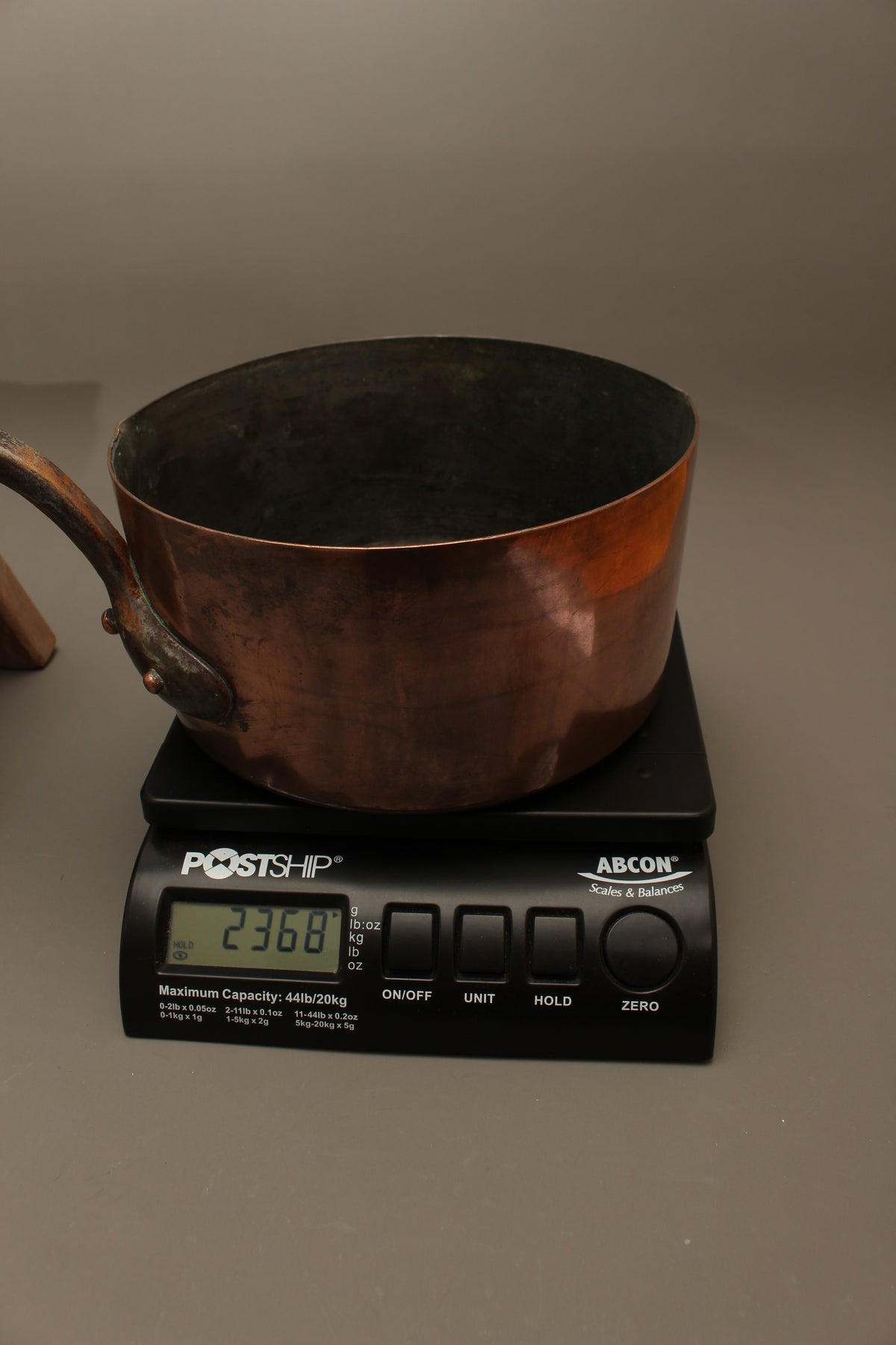 Antique 19th Century French Copper Pan Heavyweight 2.3kg Forged Iron Handle