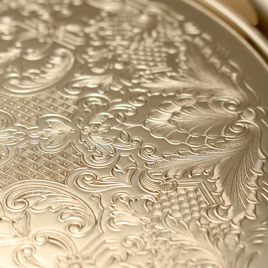Vintage Round Silver Plated Salver Deeply Chased Floral Drinks Tray