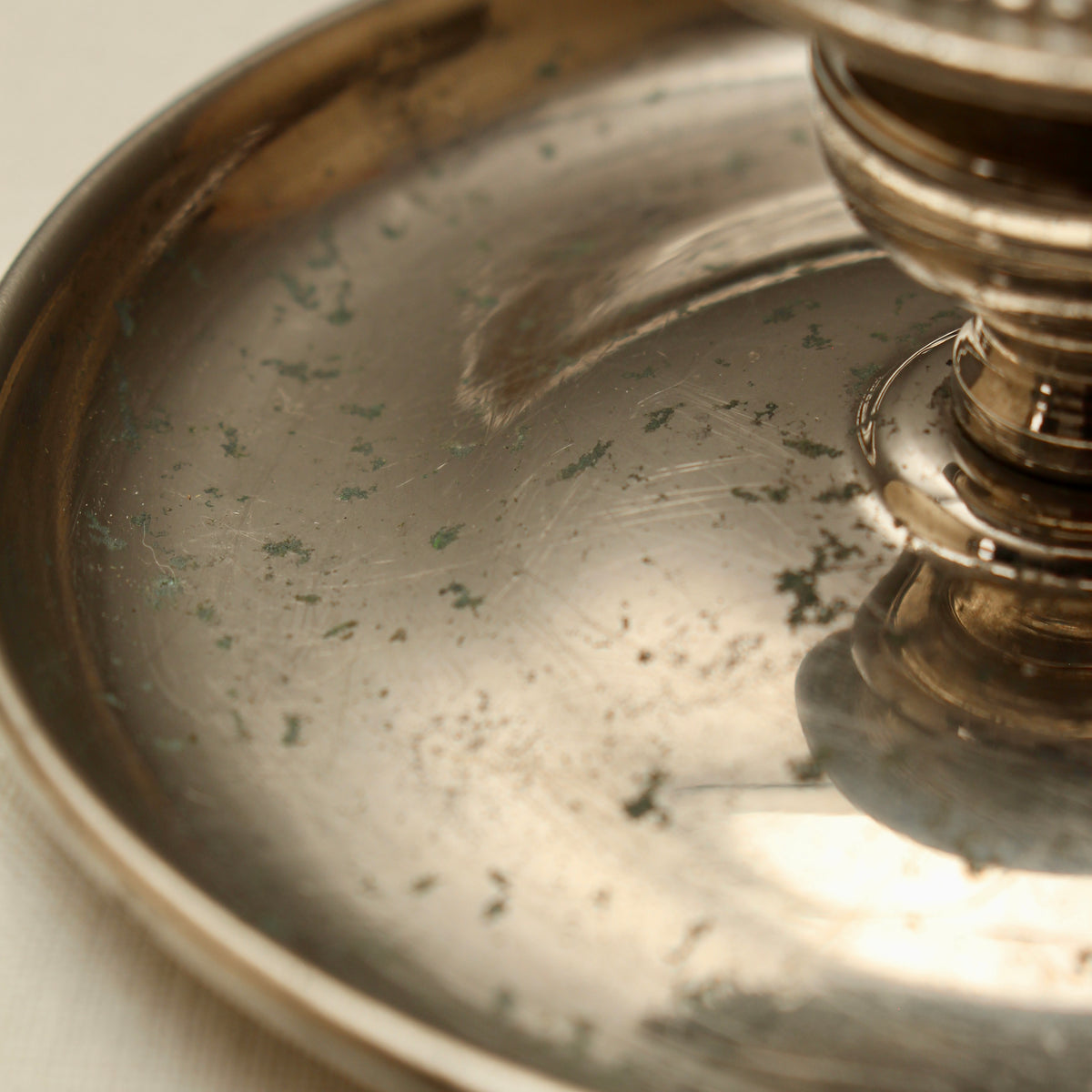 Antique 19th Century French Farmhouse Nickel Plate Chamberstick Breveté SGDG
