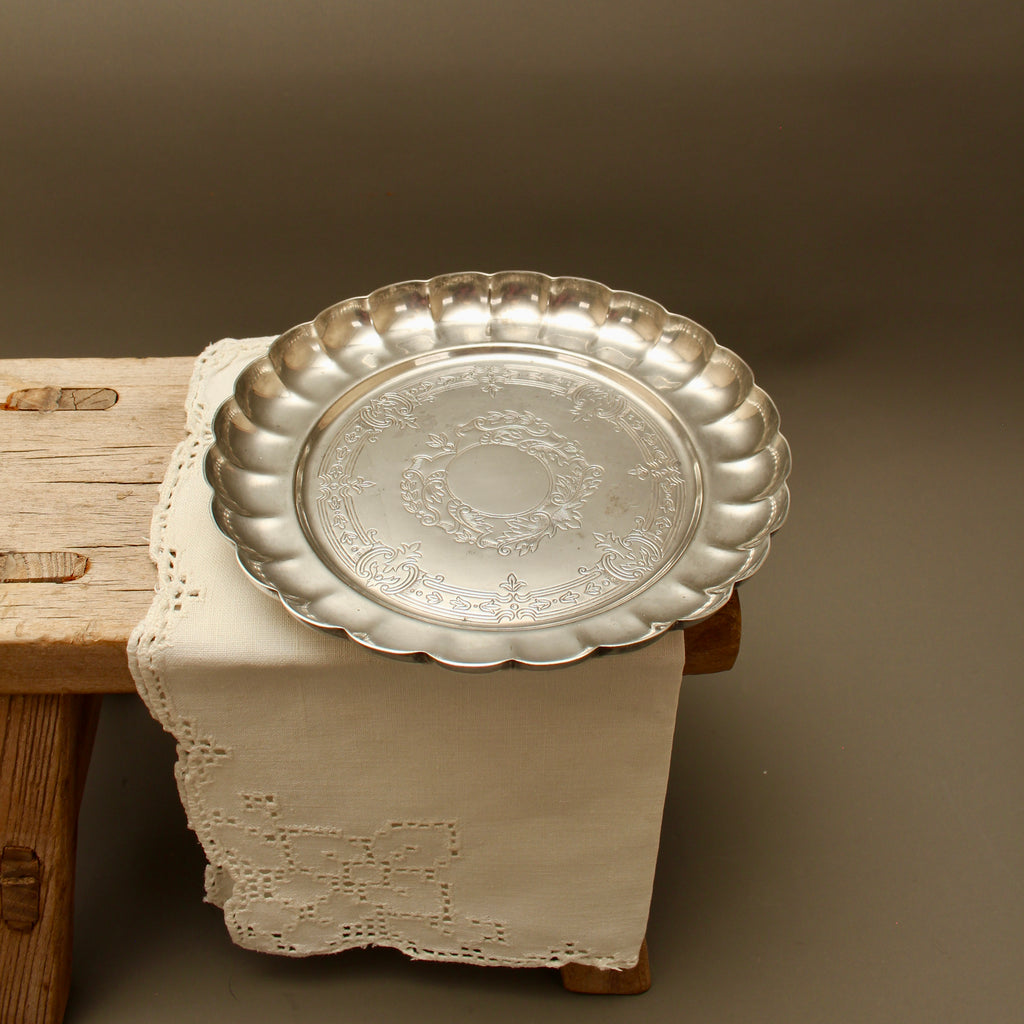 Vintage Viners of Sheffield Alpha Plate Scalloped Card Tray Trinket Dish