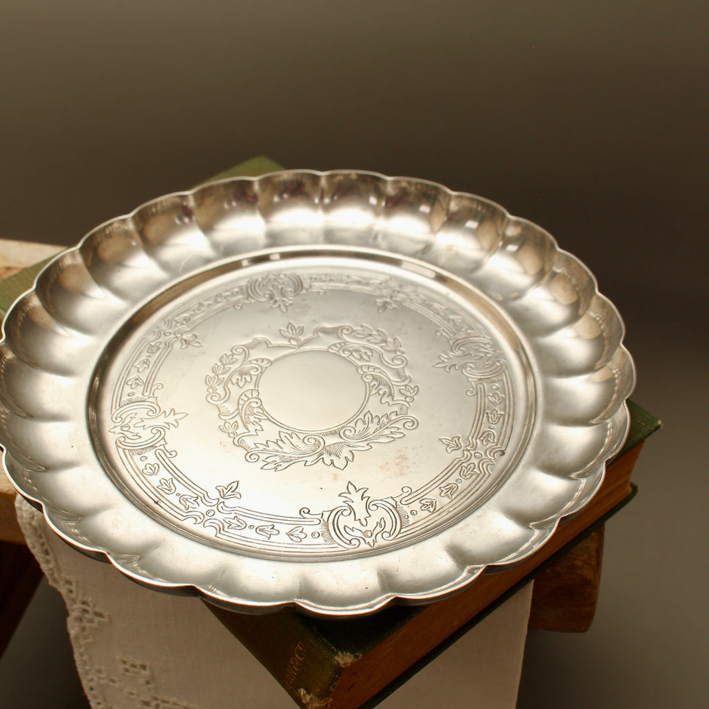 Vintage Viners of Sheffield Alpha Plate Scalloped Card Tray Trinket Dish