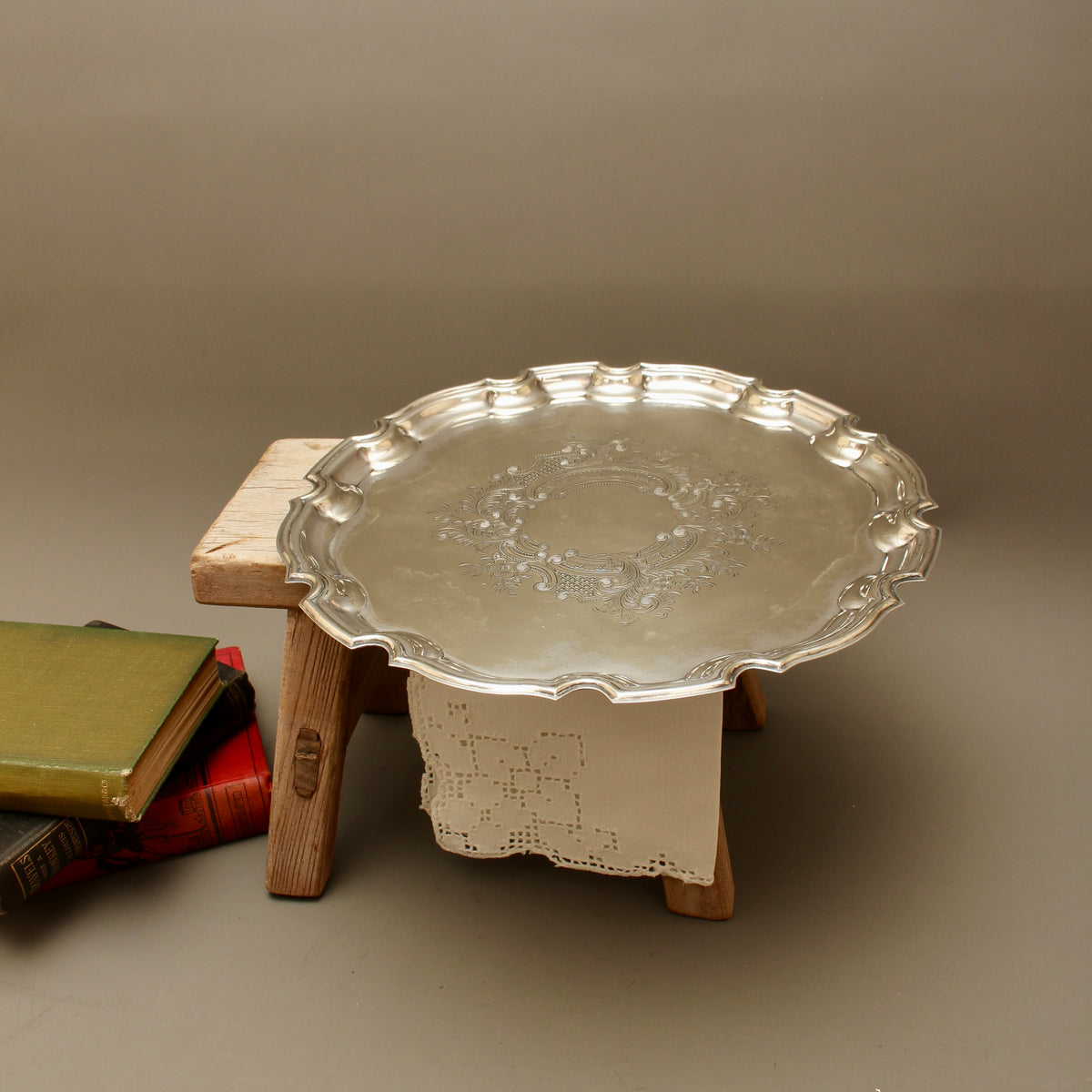 Antique Roberts & Belk Sheffield Silver Plate Salver Bleeding Copper Drinks Tray