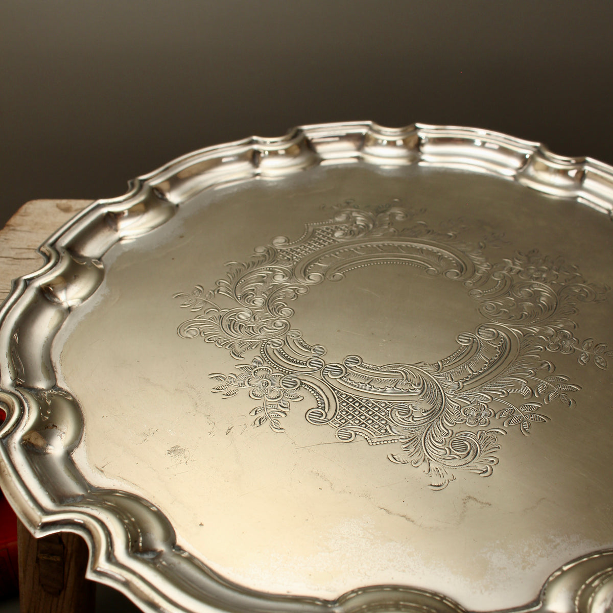 Antique Roberts & Belk Sheffield Silver Plate Salver Bleeding Copper Drinks Tray