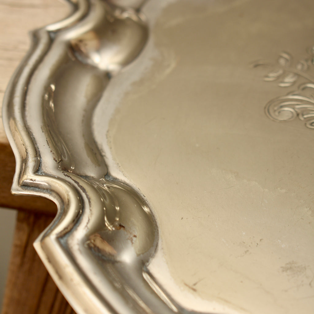 Antique Roberts & Belk Sheffield Silver Plate Salver Bleeding Copper Drinks Tray