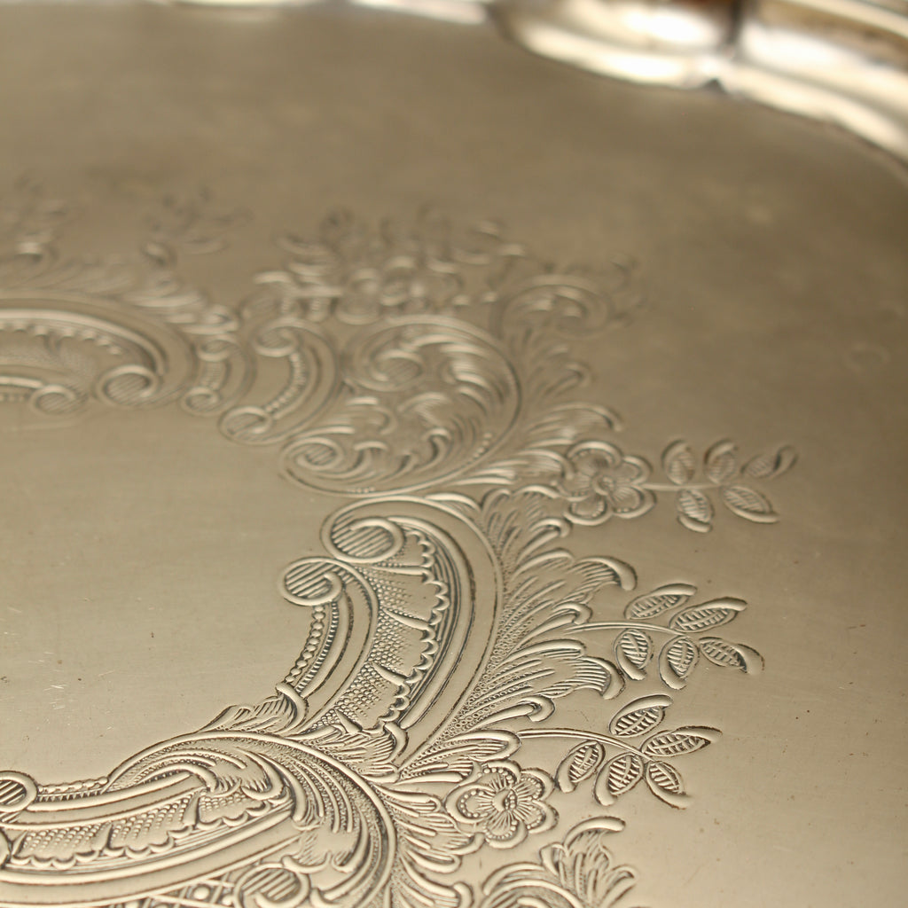 Antique Roberts & Belk Sheffield Silver Plate Salver Bleeding Copper Drinks Tray